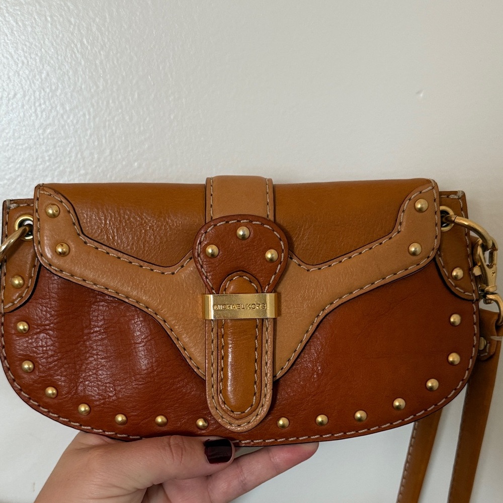 Michael Kors Tan and Brown Studded Bag